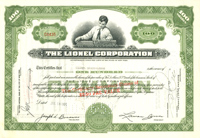 Lionel Corporation Issued to and signed by Isabel Brandaleone - Famous Toy Train Co. - Stock Certificate